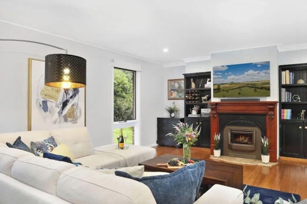 Natures Nest on Nari | Living Room | Gas fireplace