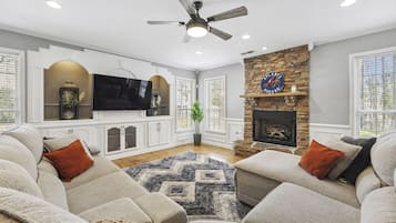 Smart TV, fireplace, printers