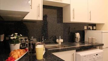 Fridge, microwave, oven, toaster