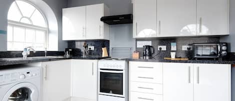 Fridge, microwave, oven, toaster