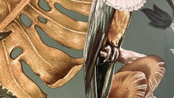 Individually decorated, individually furnished, desk, iron/ironing board