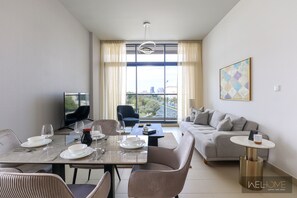 Design Apartment, Balcony | Dining room - WelHome - Prime 1BR Apartment at Oia Residence (Dubai)