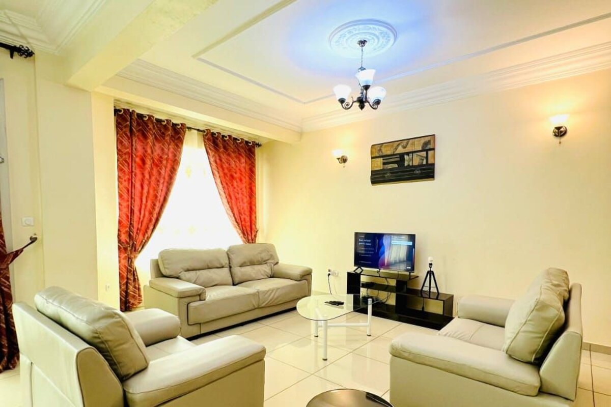 43-inch flat-screen TV with satellite channels