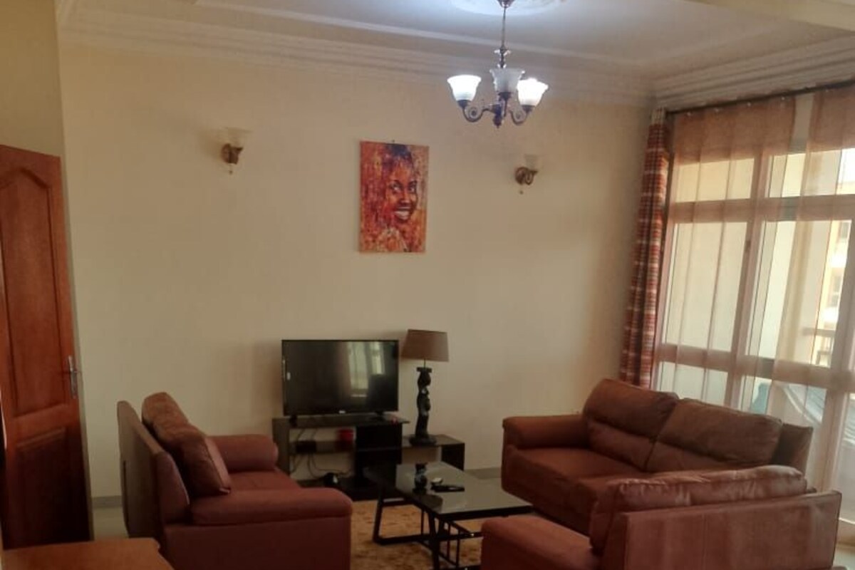 43-inch flat-screen TV with satellite channels