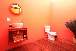 Regadera, toallas, jabón, shampoo 