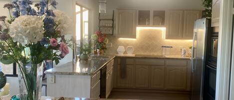 Fridge, microwave, oven, dishwasher