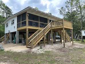 Exterior - Secluded waterfront fishing cabin, boat dock, pier, sunsets, boat to beach (Foley)