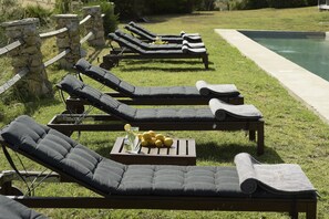 Outdoor pool, sun loungers