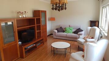 Een televisie, een dvd-speler en boeken