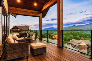 Terrace/patio - Chalet Village Luxury Cabin w/ INSANE Views! Hot Tub! Game Room! (Gatlinburg)