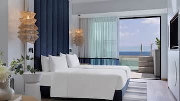 2 Twin Junior Suite Sea View Private Plunge Pool | Lakens van Egyptisch katoen, luxe beddengoed, donzen dekbedden