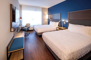 Desk, laptop workspace, blackout curtains, soundproofing