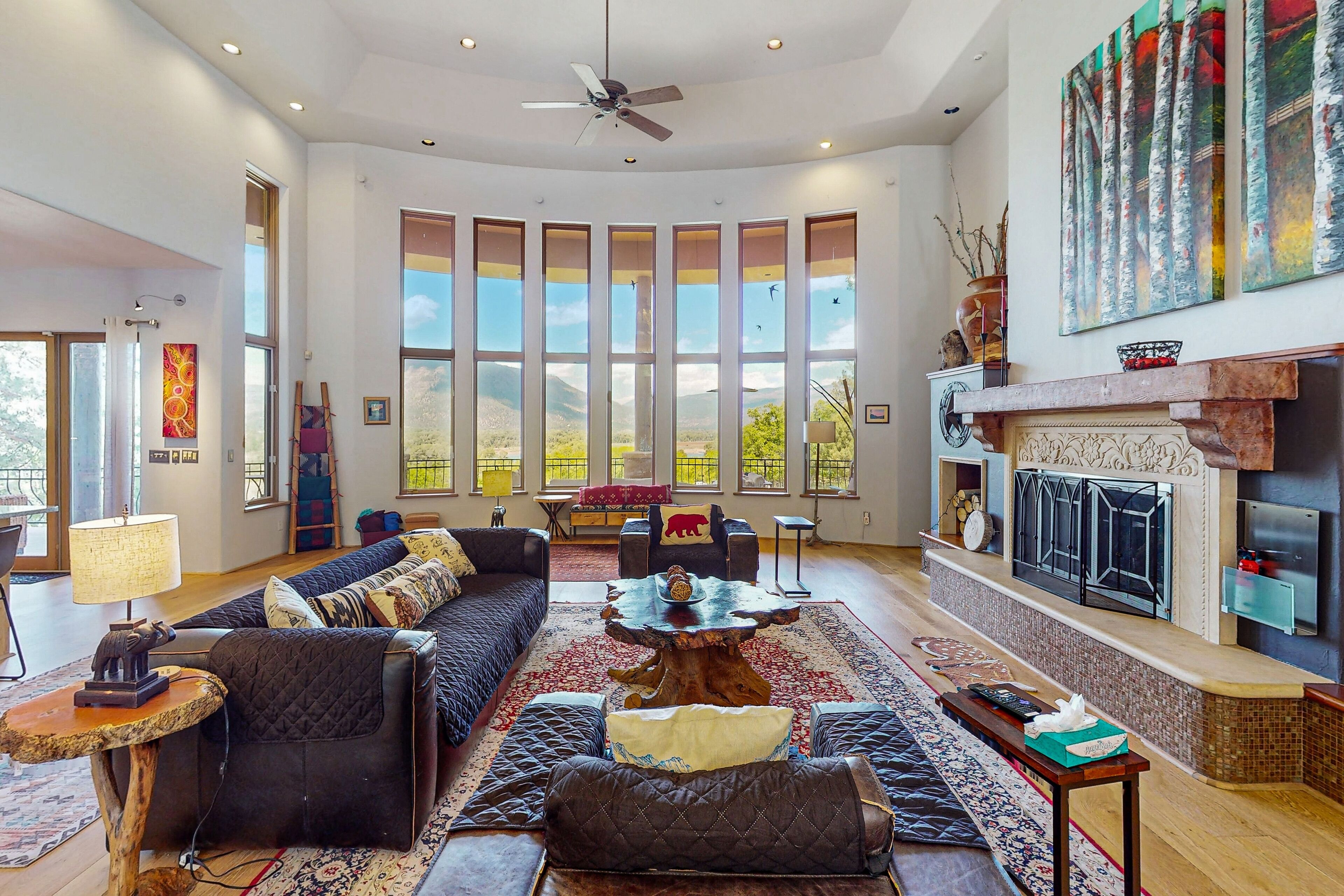 Dog-friendly canyon home with mountain views, game room, fireplaces