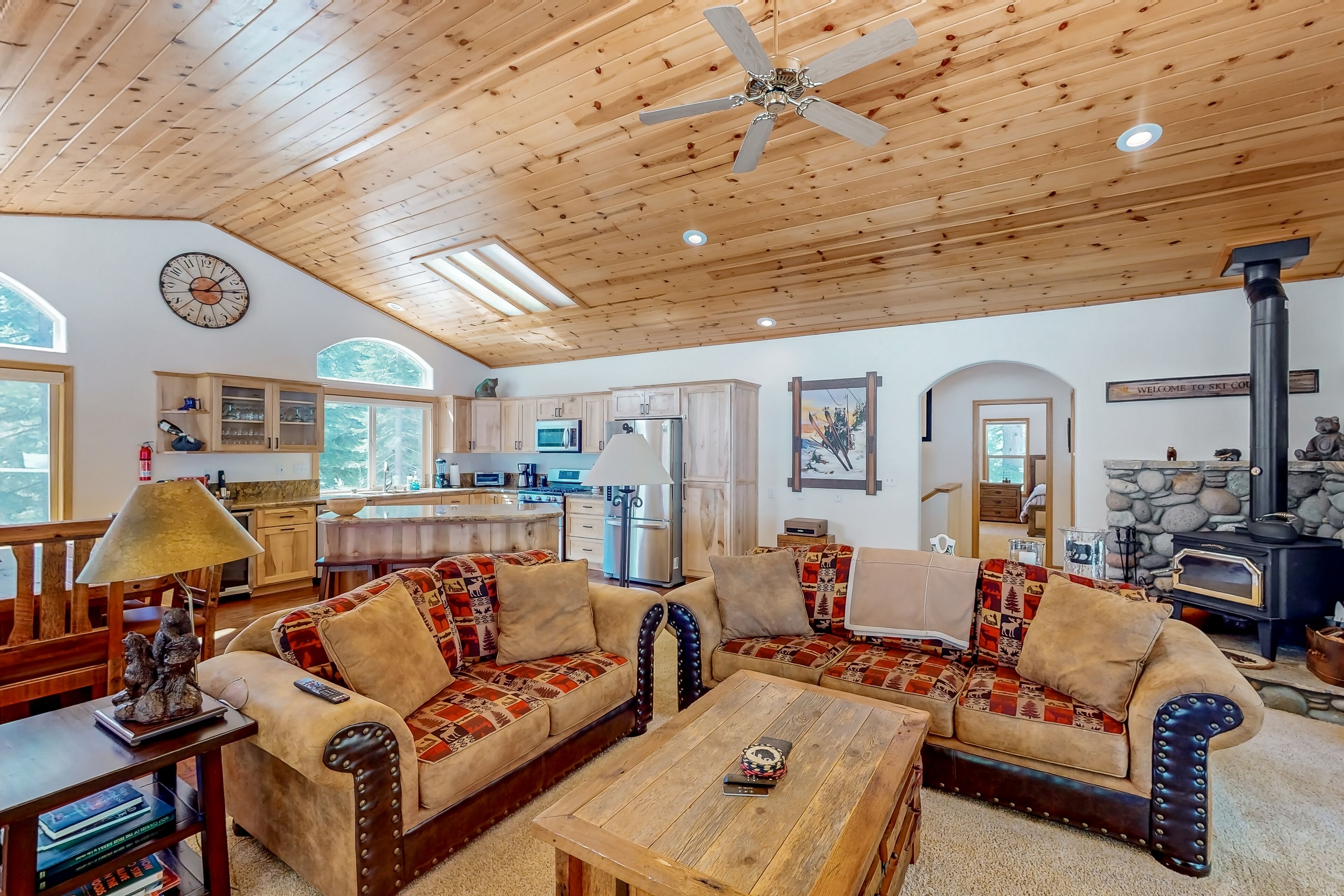 Beautiful two-story retreat with private hot tub, deck, wood stove, washer/dryer