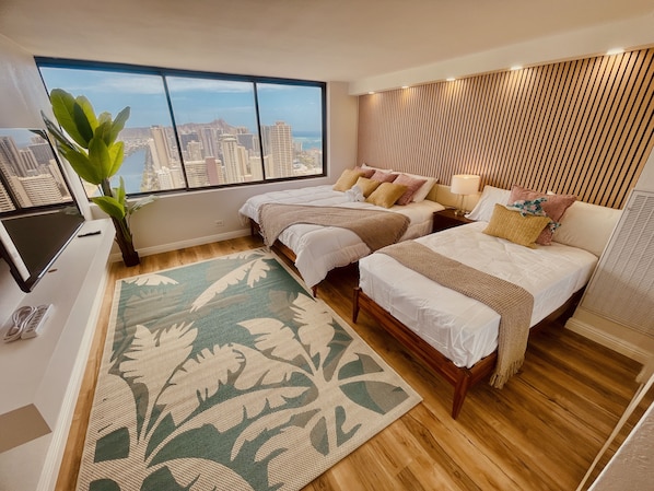 2 habitaciones, tabla de planchar con plancha, wifi y ropa de cama