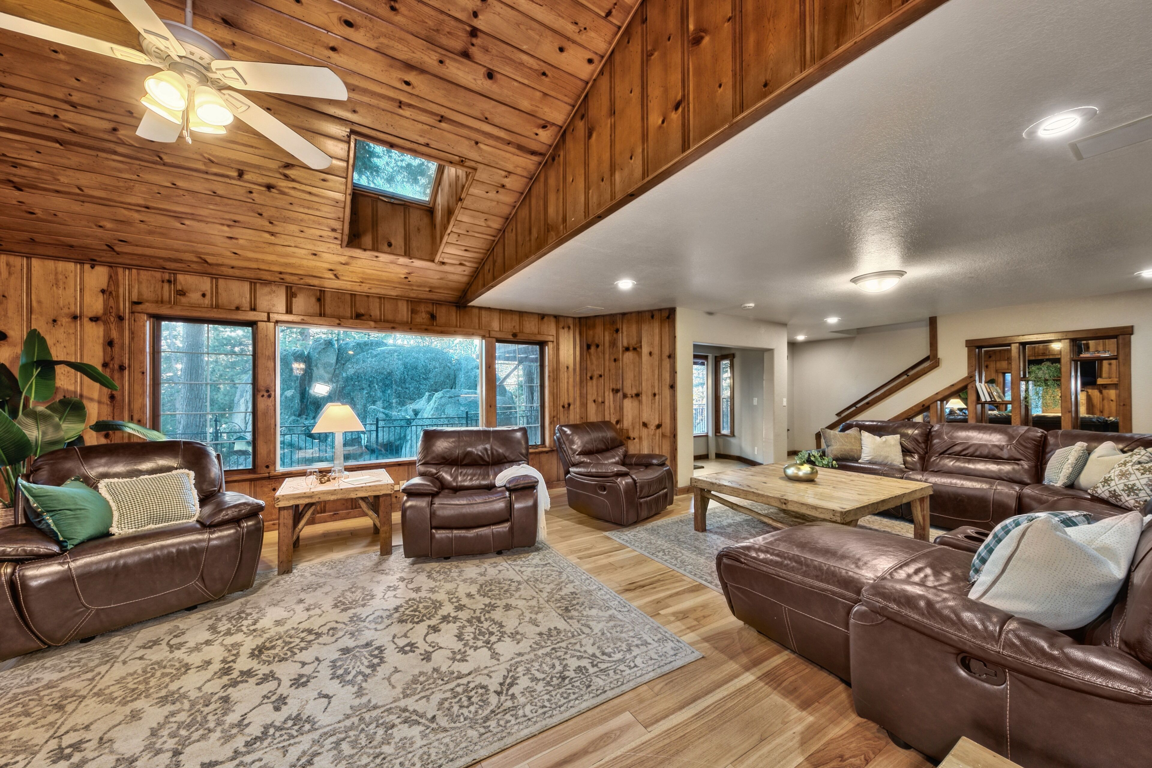 Smart TV, fireplace, foosball, video library