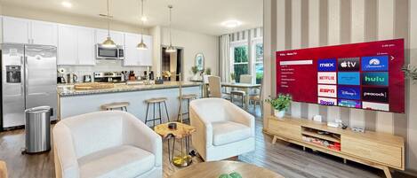 TV connectée, cheminée, jeux vidéo, espaces bureaux