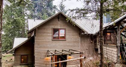 Rustic woodland home with hot tub, patios & fireplaces - near lake access