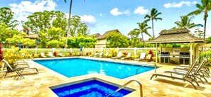 Outdoor pool, a heated pool - REMODELED Tropical Paradise 1BR unit in Princeville with AC & assigned parking! (Princeville)