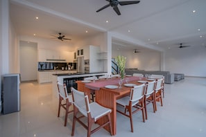 Dining - Luxury 10-bedroom private villa estate located in Seminyak, offering daily breakfast, a full-time private chef, airport transfers, complimentary massages, housekeeping, and a dedicated driver. (Badung)
