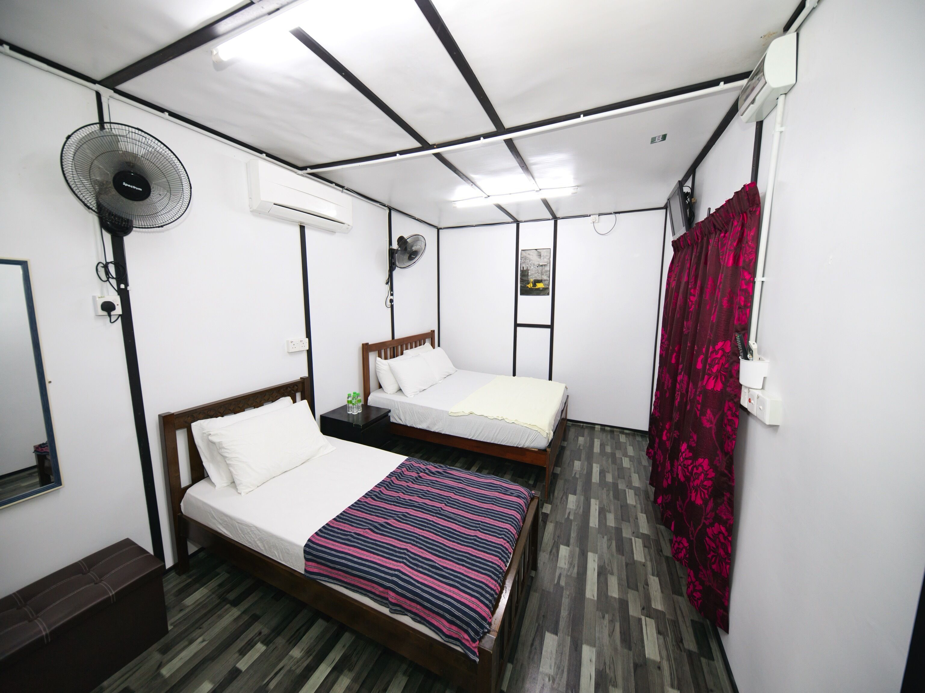 Laptop workspace, free WiFi, bed sheets