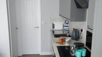 Fridge, microwave, oven, electric kettle