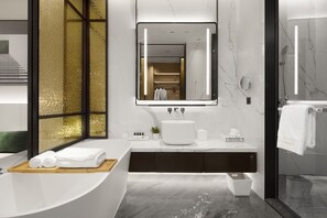 Douche à « effet pluie », articles de toilette de luxe, sÚche-cheveux