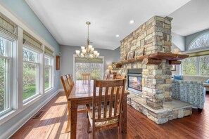 Dining - Fireside Retreat | Wooded Lot | Center Fireplace | Patio | Fire Table | Grill (South Haven)