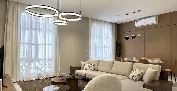 Design Apartment, 3 Bedrooms | Living area | Flat-screen TV - Kease Ar Rabi D-7 Royal Design GX34 (Riyadh)