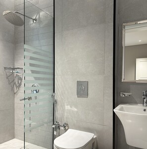 Design Apartment, 2 Bedrooms | Bathroom | Combined shower/bathtub, rainfall showerhead, hair dryer, bathrobes - Kease Ar Rabi D-10 Royal Design  AZ73 (Riyadh)