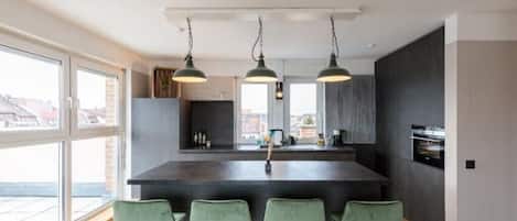 Fridge, oven, stovetop, dishwasher