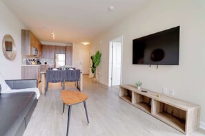 TV, fireplace - Spacious Apt W Gym Near Metro (Groveton)