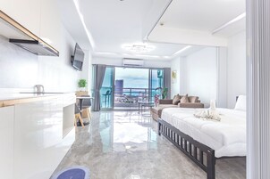 Apartment | Private kitchen | Full-size fridge, microwave, stovetop, coffee/tea maker