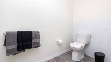 Shower, towels, soap, shampoo