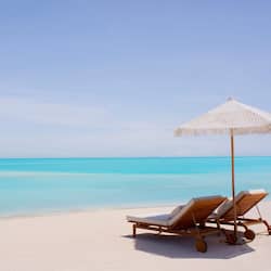 Private beach, white sand, free beach cabanas, sun loungers