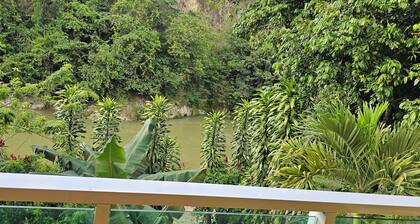 River and swimming pool cabin