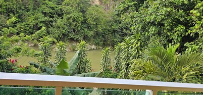 River and swimming pool cabin