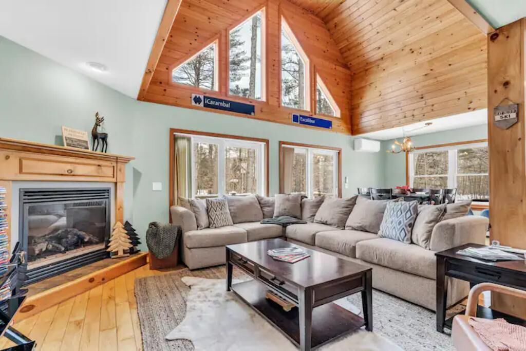 Smart TV, fireplace, DVD player, books