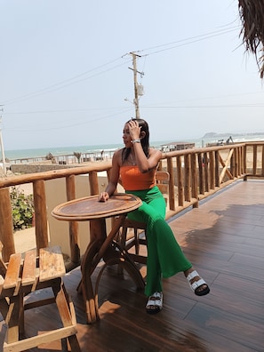 Cabana panorâmico, vista para a praia | Terraço/pátio