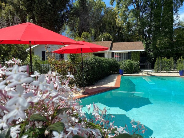 Outdoor pool, a heated pool - Guest house w/ private entry - 2 Bed/1 Bath - Large pool - Ample street parking (Los Angeles)