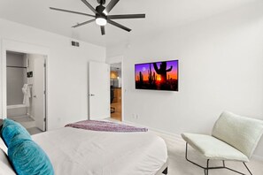 2 bedrooms, desk, iron/ironing board, travel cot