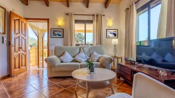 Una televisión, una chimenea