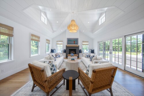 New construction, private retreat with 7 bedrooms, heated pool and spa, gym.