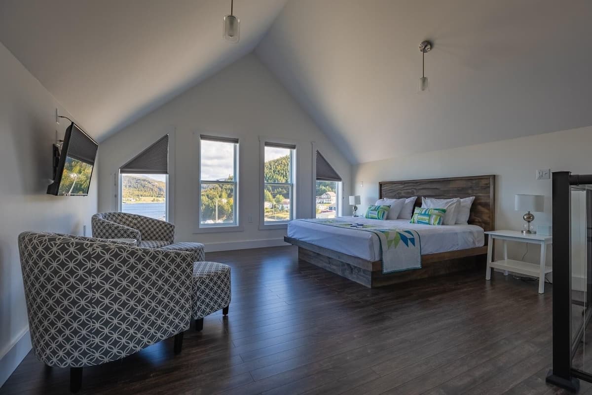 Executive loft, uitzicht op bergen | Terras