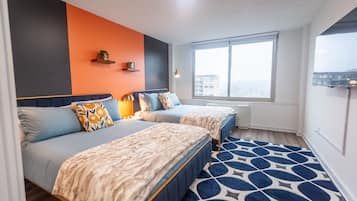 2 bedrooms, desk, iron/ironing board, travel crib