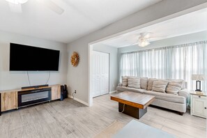 TV - Charming condo with water views, pool, washer/dryer, & central AC (Myrtle Beach)