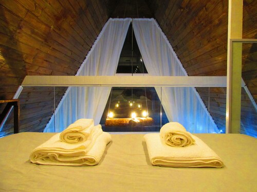 Beautiful cabin immersed in the forest