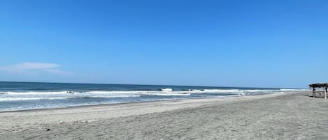 Plage, chaises longues