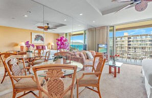 Interior - Maui Resort Rentals: The Whaler 1015 - Gorgeously Remodeled 10th Floor Interior Courtyard Studio, Spectacular Ocean and Mountain Views! (Lahaina)