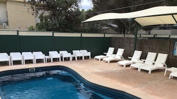 Outdoor pool, sun loungers